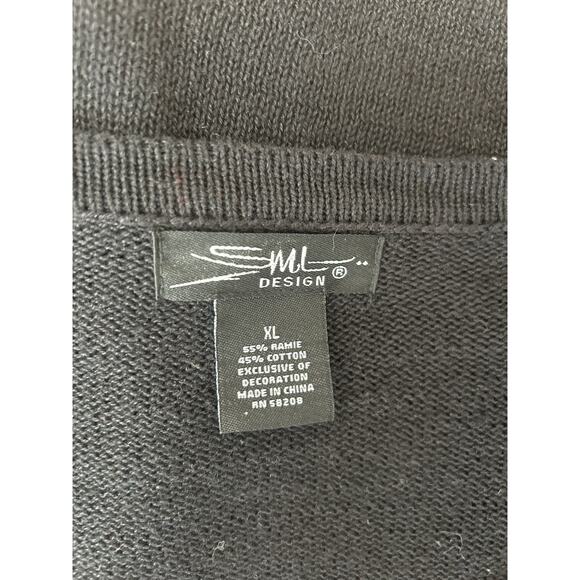 Woman’s Black Cotton Blend Cardigan W /Cardinals Holiday Grandma Chic Sz XL - Picture 6 of 6